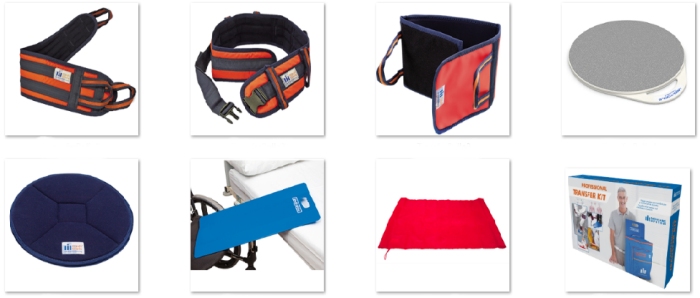 insieme di ausili per trasferimento disabili