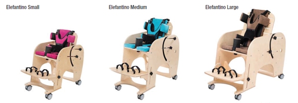 sedia posturale bambini in tre modelli di grandezze diverse