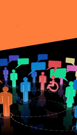 disability manager: disegno con sagome di varuie persone, anche in carrozzina