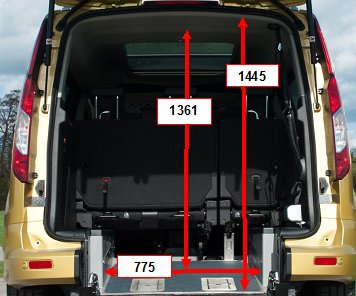 misure Ford Tourneo Connect trasporto disabili