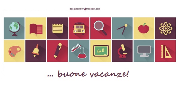 icone di scuola con scritta "buone vacanze"!