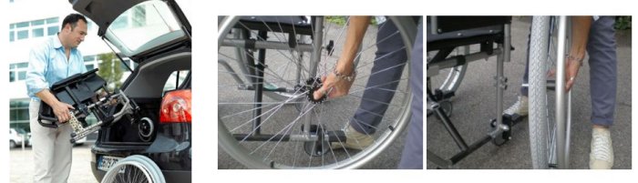 fasi di caricamento in auto della carrozzina chiusa