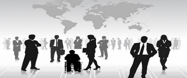 Un disabile fra i lavoratori nel mondo