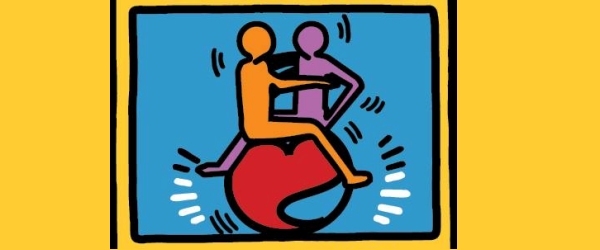 locandina di Abbattitabù, due amanti stilizzati sopra un mondo a forma di cuore