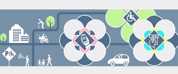 le funzionalità dell'app schematizzate in un disegno (parcheggi disabili, accessibilità, ztl)