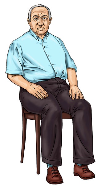 posizione corretta a 90 gradi da seduto su una sedia