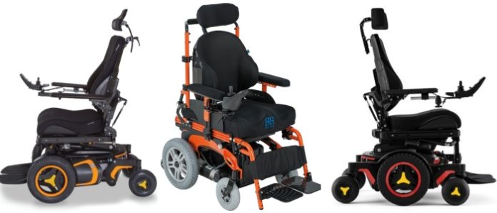 tre modelli di carrozzine elettriche a varie trazioni