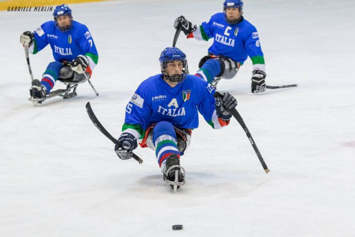 giocatori para ice hockey su ghiaccio