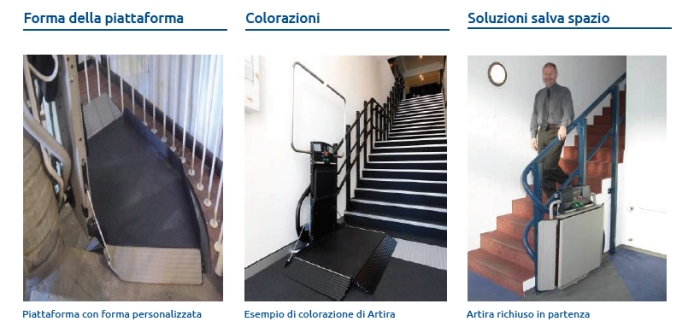 tre diverse configurazioni del servoscala 