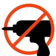 Senza foratura: icona di trapano con divieto di accesso