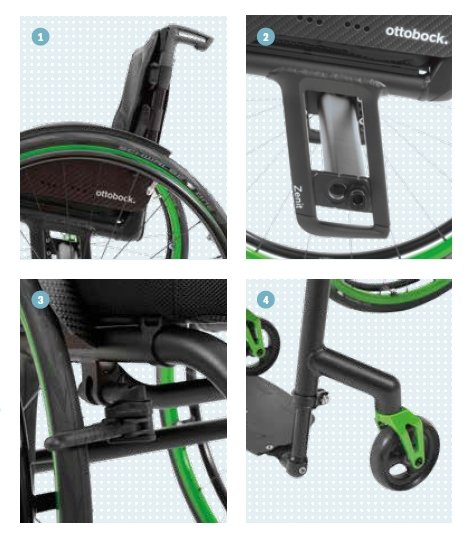 foto di dettagli della carrozzina zenit con telaio saldato