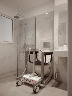 Sollevatore elettrico (gruetta disabili) EasyGo per trasferire persone disabili e anziane su letto, bagno, auto gruetta disabili bagno