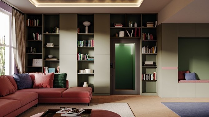 miniascensore domestico in una soggiorno di una elegante casa privata