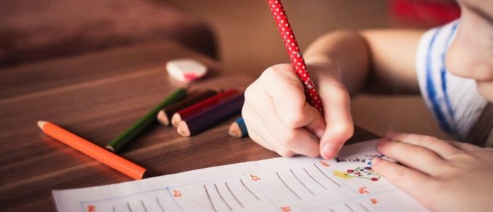 alunno scrive con una matita