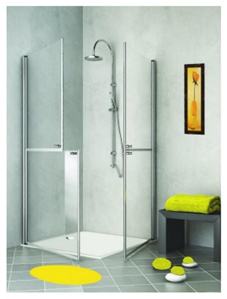 Doccia per anziani e disabili con piatto a filo pavimento e mezza porta per aiutare caregiver e assistente doccia accessibile 1