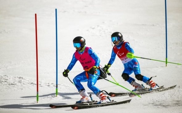 la copppia Mazzel-Casal durante la discesa. foto Mauro Ujetto CIP