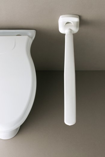 vista dall'alto del bracciolo installato vicino ad un water