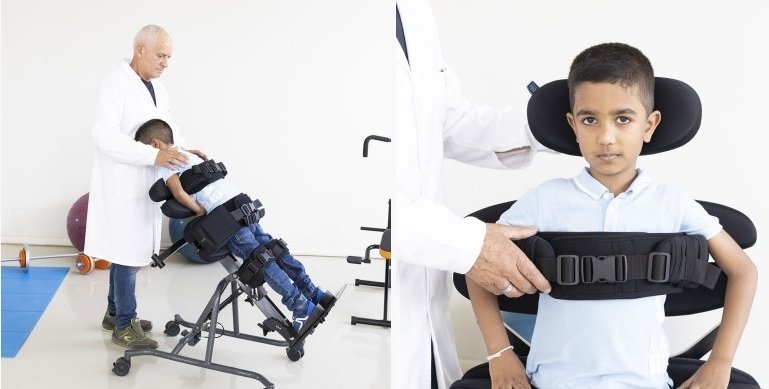 due immagini di un bambino che usa lo stabilizzatore stabilizzatore steady 3