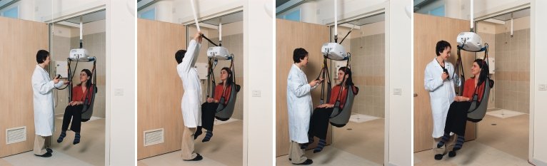 fasi di sollevamento dell'utente con sollevatore