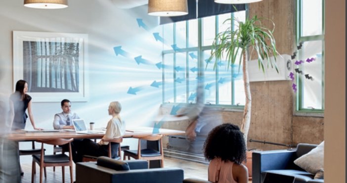 sanificatore d'aria in un ufficio