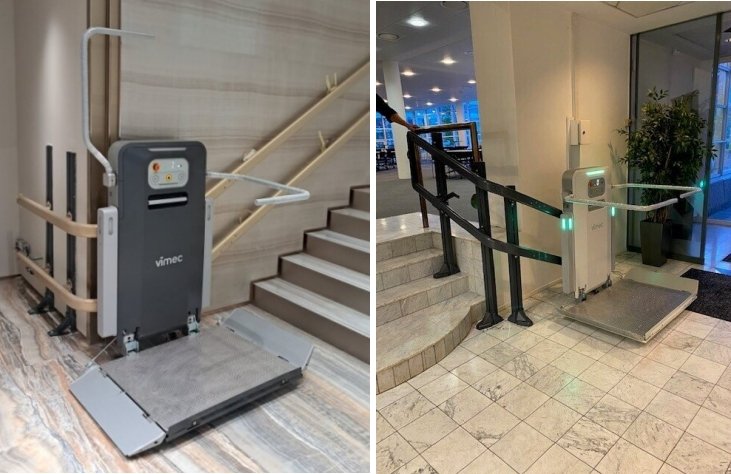 due installazioni della piattaforma per carrozzine v6s