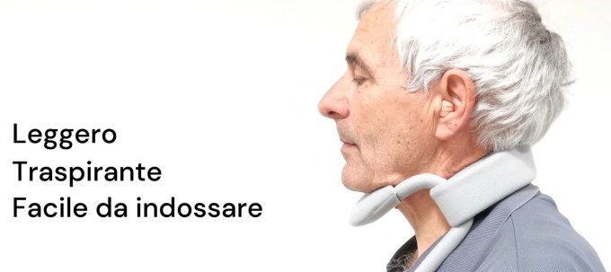 uomo indossa un collare per testa cadente