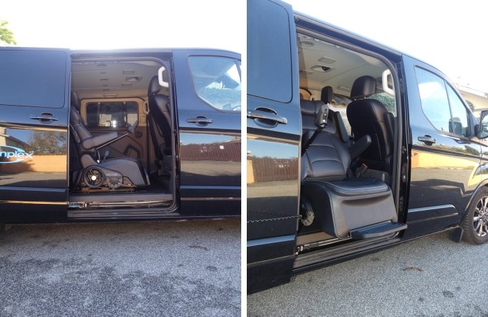 due fasi della rotazione del sedile passeggero 