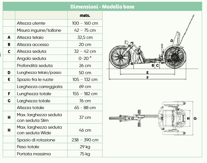 Triciclo reclinato regolabile per bambini e adolescenti con disabilità misure triciclo disabili 1
