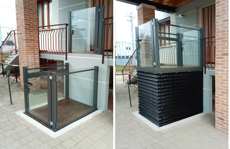 elevatore disabili aperto e chiuso 