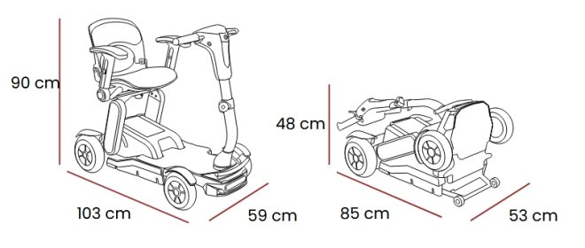 Scooter elettrici senza patente: modelli pieghevoli, da viaggio, extra comfort misure scooter disabili Connex 1