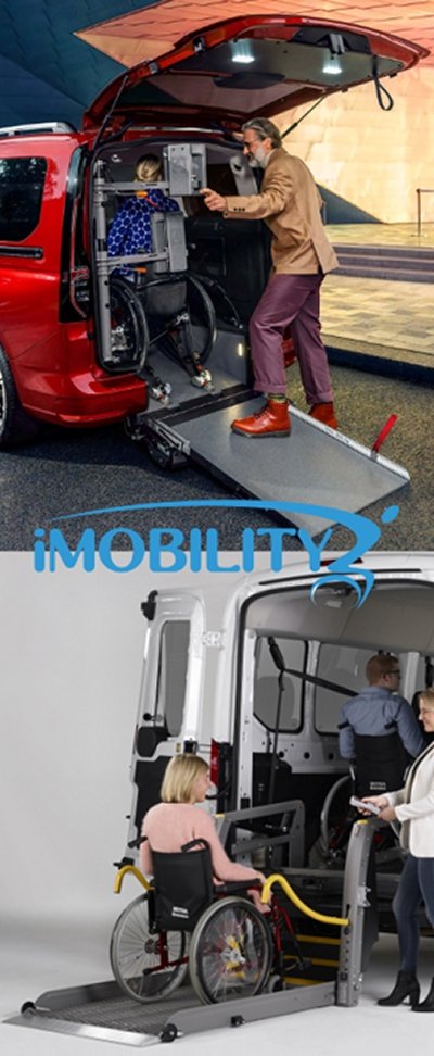 persono in carrozzina trasportate in auto allestita