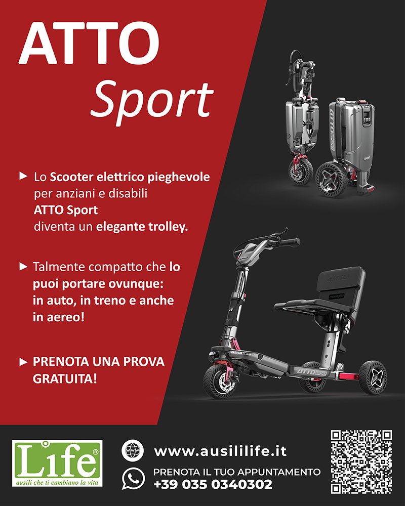 Black Friday Atto Sport: la promo sullo scooter che diventa trolley disabili atto sport