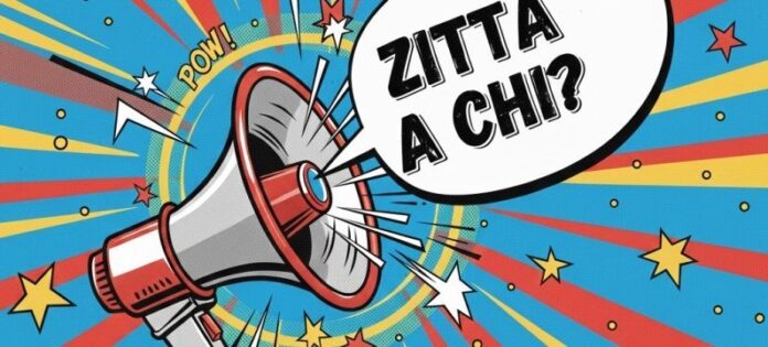 grafica che rappresenta un megafono dal quale esce la scritta in grassetto 